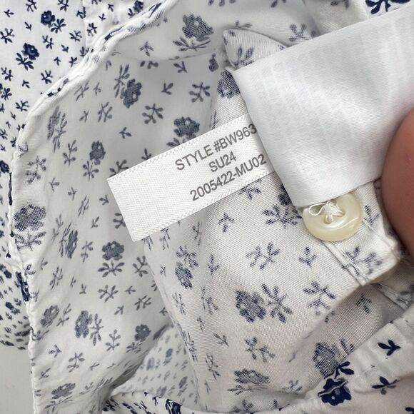 J Crew Shirt Short Sleeve Button Down Secret Wash Shirt Men's L White Floral - Picture 6 of 7